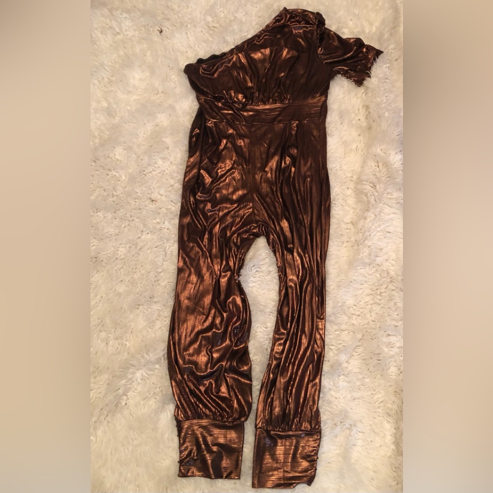 Metallic Bronze  polyester/ spandex 2X jumpsuit never worn.